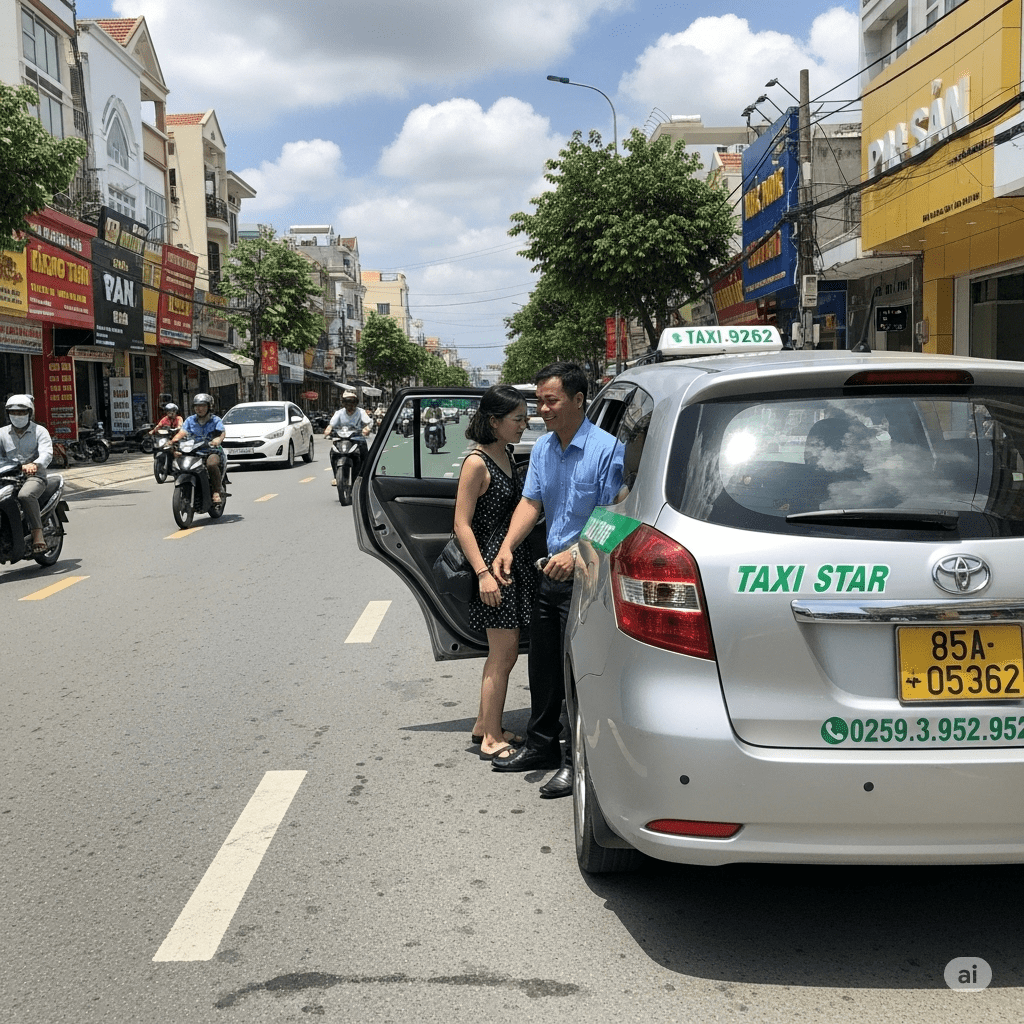 Hình khách hàng đi taxi 7 chỗ của Taxi Star từ Vĩnh Hy ra Cam Ranh