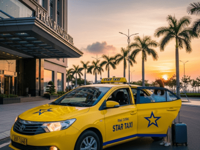 Taxi Star đón khách tại một khách sạn Phan Rang