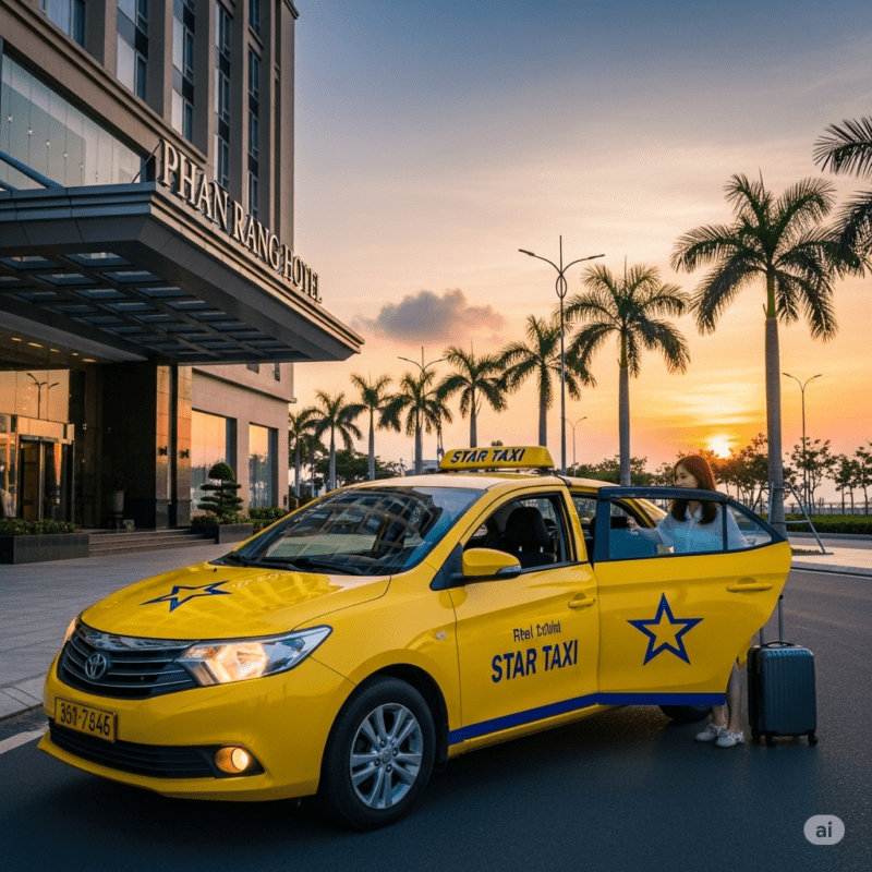 Taxi Star đón khách tại một khách sạn Phan Rang