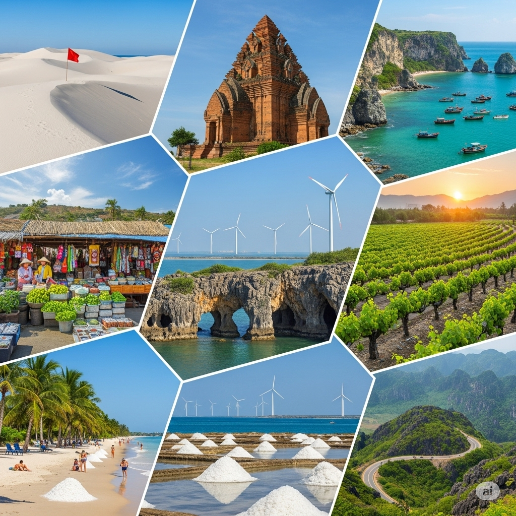 Collage 10 địa điểm du lịch Ninh Thuận