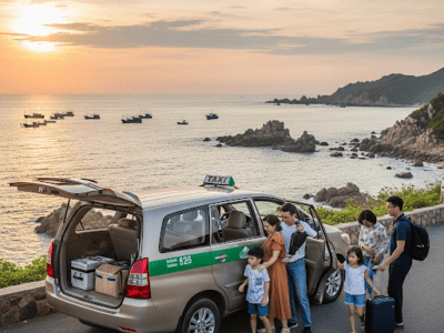Taxi 7 chỗ Ninh Thuận phục vụ gia đình đi du lịch.