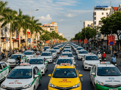 Các hãng taxi phổ biến phục vụ khách du lịch tại Ninh Thuận.