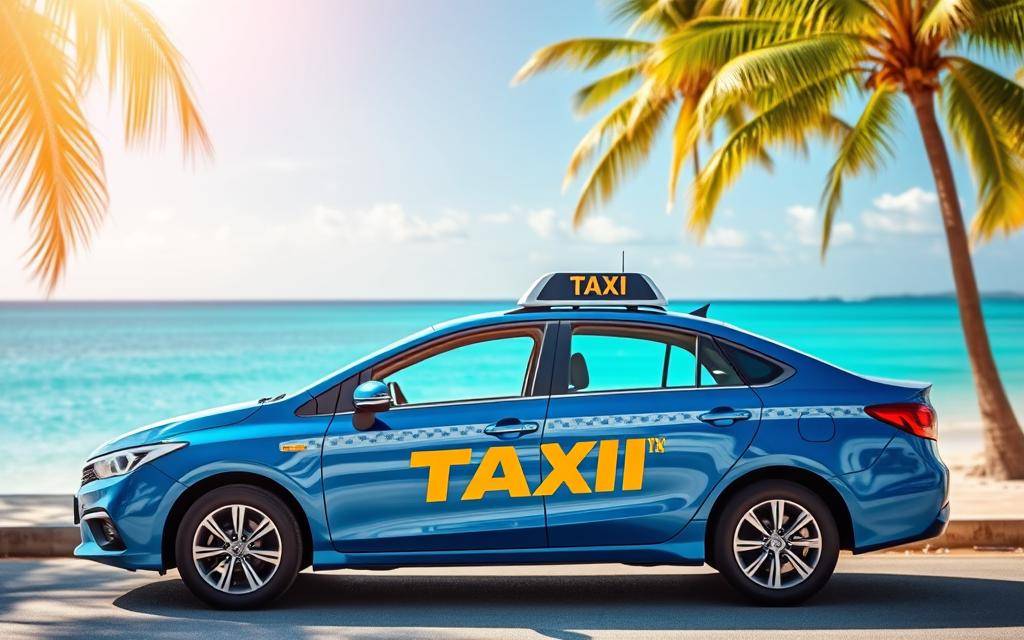 A photo-realistic image of a sleek, modern Taxi Star taxi car parked in front of the pristine Cam Ranh beach, with the crystal-clear turquoise waters and palm trees in the background. The taxi has a vibrant blue exterior with the Taxi Star logo prominently displayed on the side. The scene is bathed in warm, golden sunlight, creating a serene and inviting atmosphere. The image captures the essence of a reliable and comfortable airport transfer service, suitable for families, couples, foreign travelers, and groups of friends. A photo-realistic image of a sleek, modern Taxi Star taxi car parked in front of the pristine Cam Ranh beach, with the crystal-clear turquoise waters and palm trees in the background. The taxi has a vibrant blue exterior with the Taxi Star logo prominently displayed on the side. The scene is bathed in warm, golden sunlight, creating a serene and inviting atmosphere. The image captures the essence of a reliable and comfortable airport transfer service, suitable for families, couples, foreign travelers, and groups of friends.