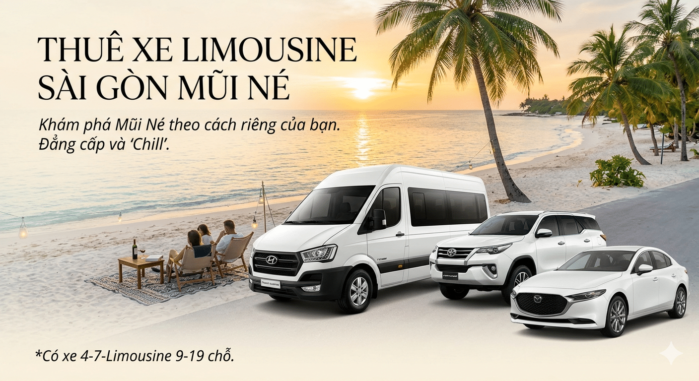 Thuê xe limousine Sài Gòn Mũi Né tiện nghi, hành trình êm ái.