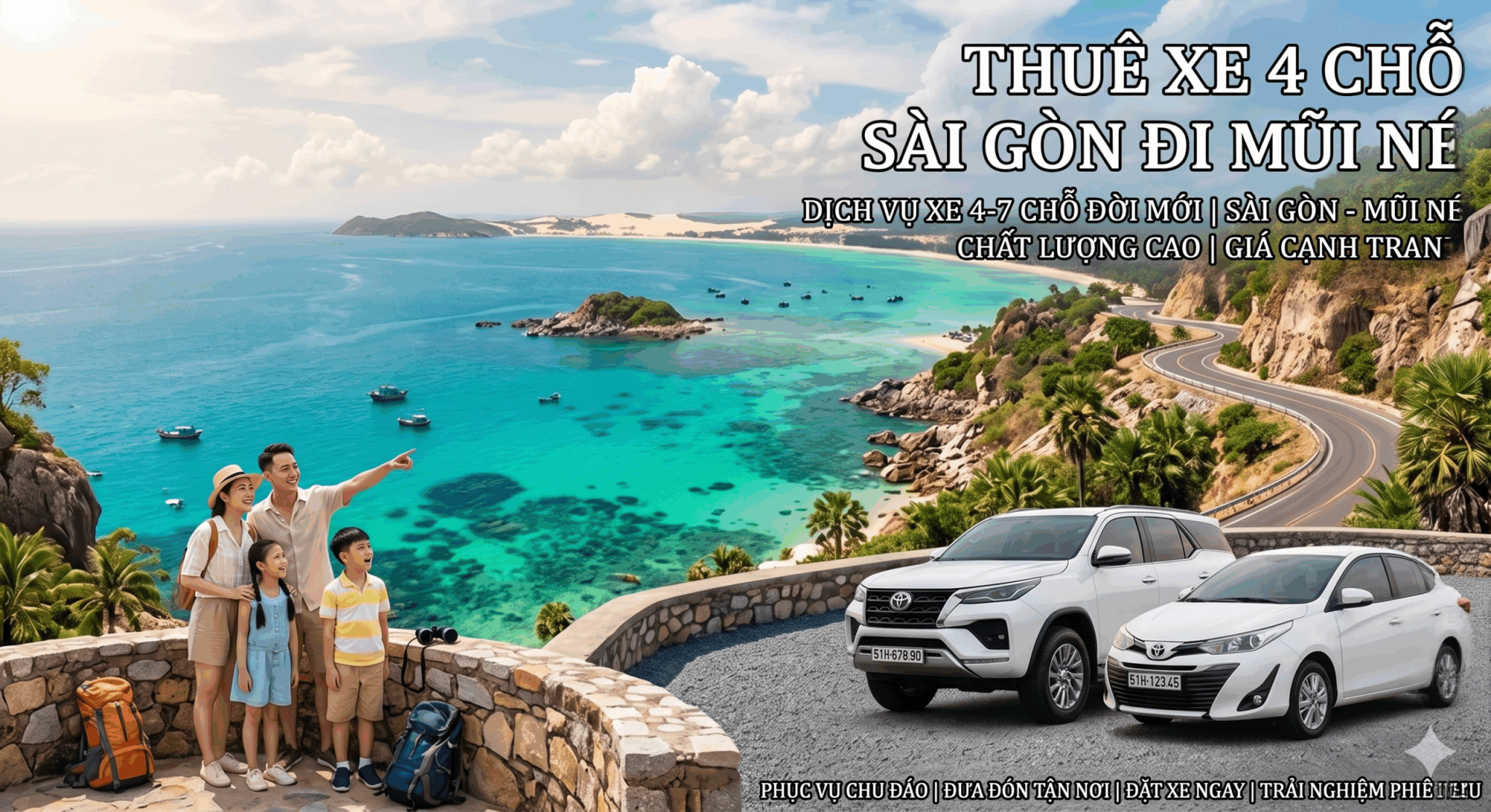Thuê xe 4 chỗ Sài Gòn đi Mũi Né giá rẻ, xe riêng